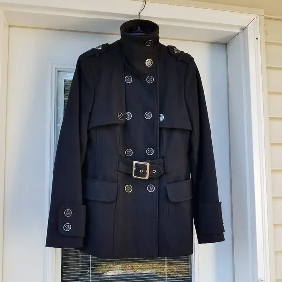 Green with envy Black wool blend peacoat - Picture 2 of 11